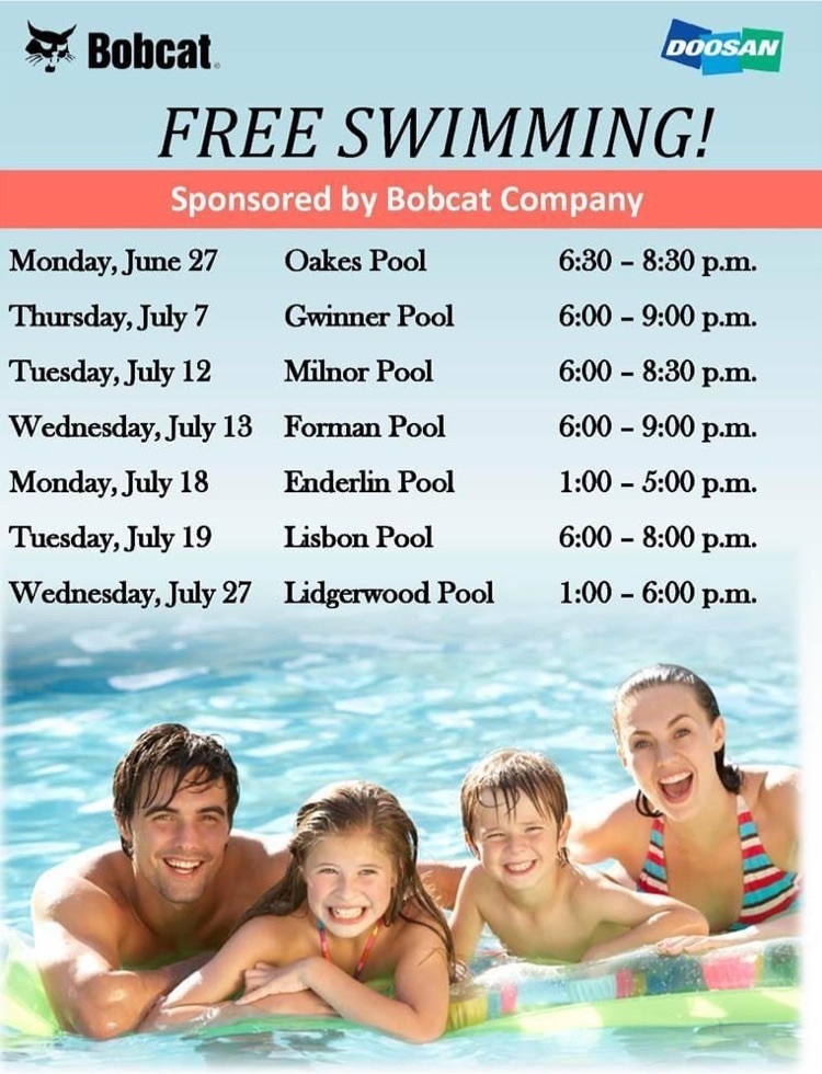 Free Swimming opportunities 
